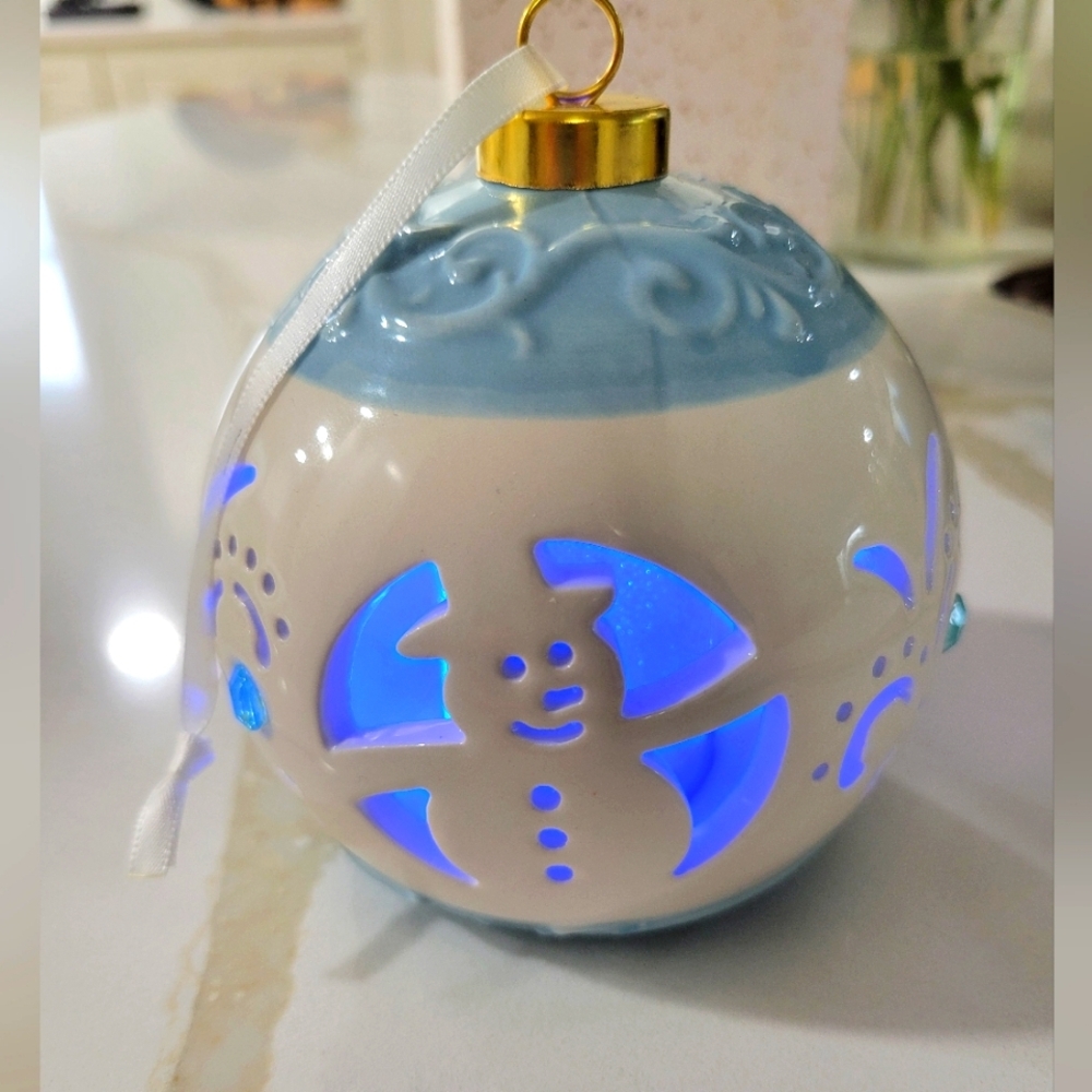 Lighted Blue & White Holiday Ornament